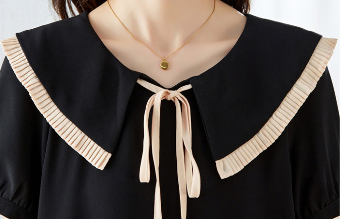 Slim France style Hepburn style bow A-line doll collar dress