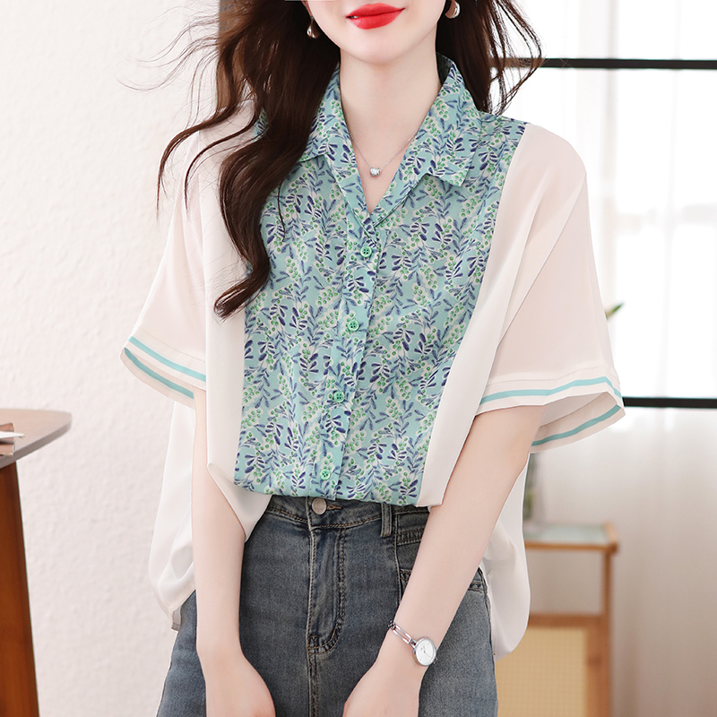 Mixed colors bat sleeve shirt printing loose tops