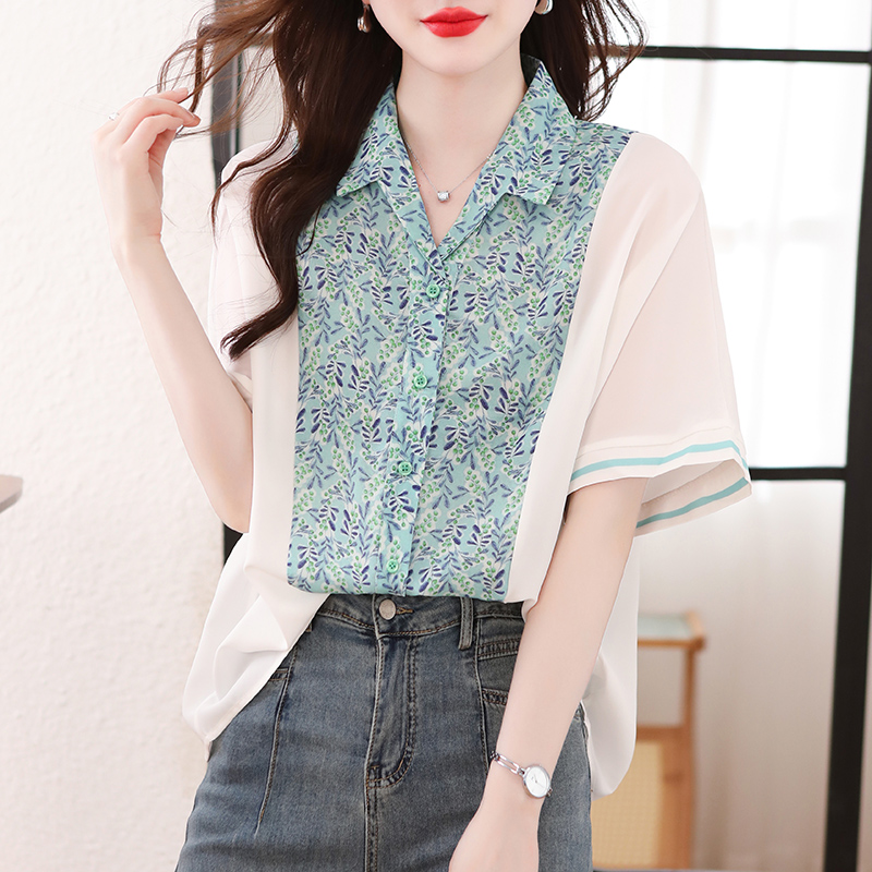 Mixed colors bat sleeve shirt printing loose tops