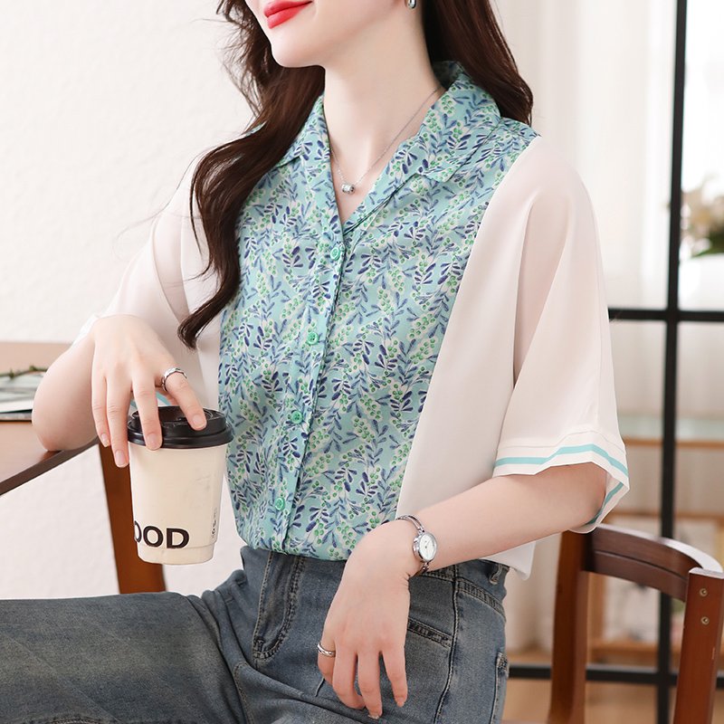 Mixed colors bat sleeve shirt printing loose tops