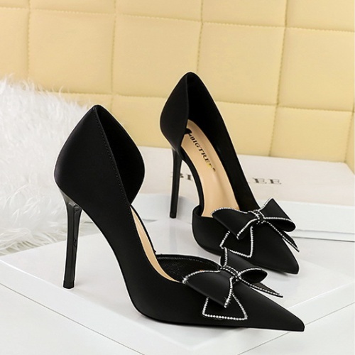 Banquet bow shoes low fine-root high-heeled shoes for women