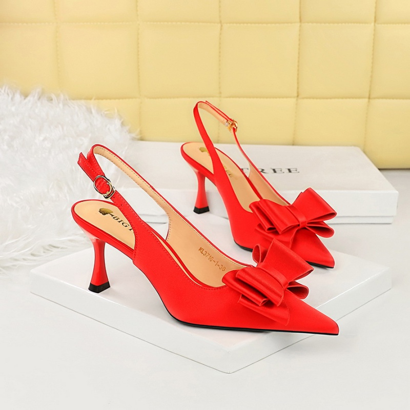 High-heeled fashion Korean style pointed low hollow shoes