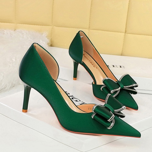 Fine-root banquet high-heeled pointed bow shoes for women