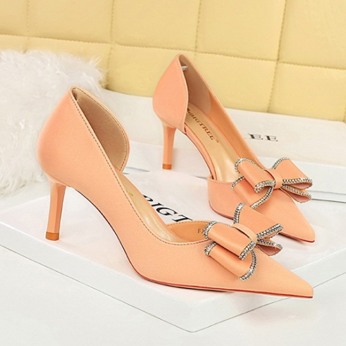 Fine-root banquet high-heeled pointed bow shoes for women