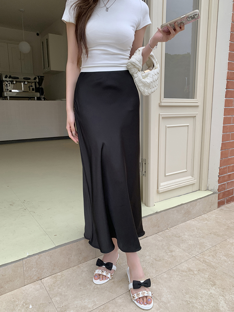 Satin mermaid skirt temperament short skirt for women