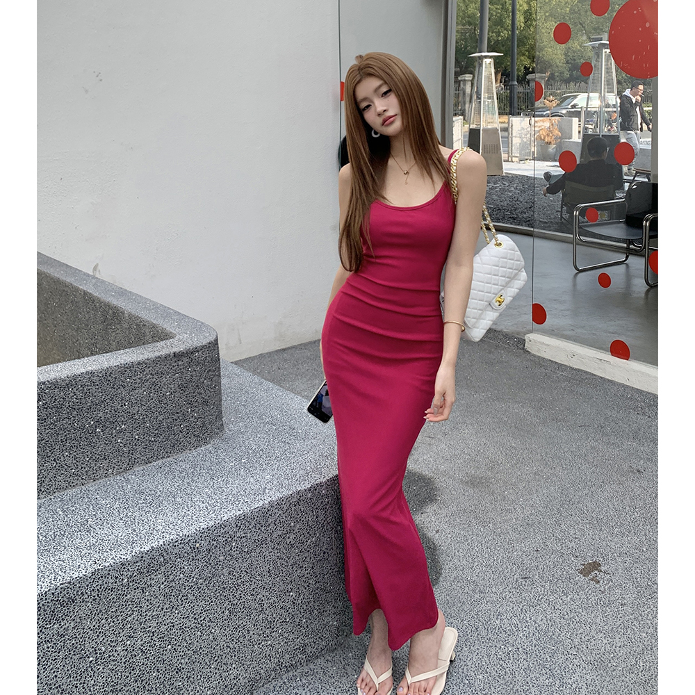 Slim summer strap dress colors long dress for women