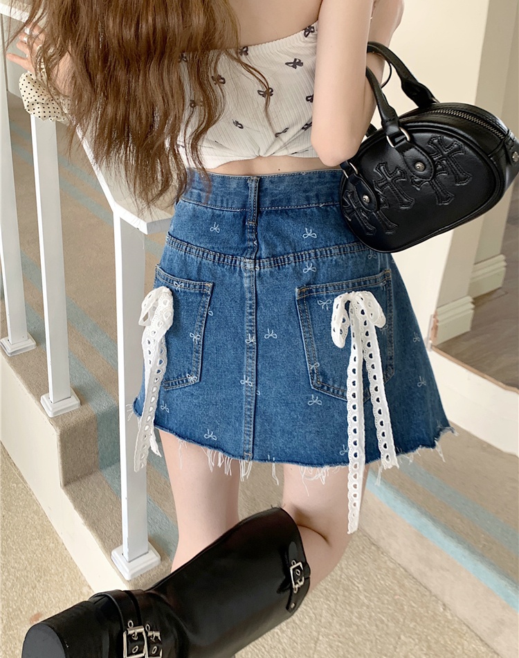 Summer package hip short skirt high waist denim skirt