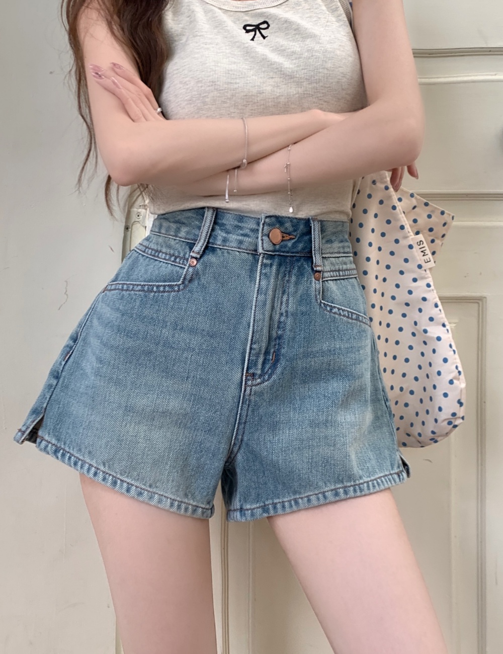 All-match short jeans high waist shorts for women