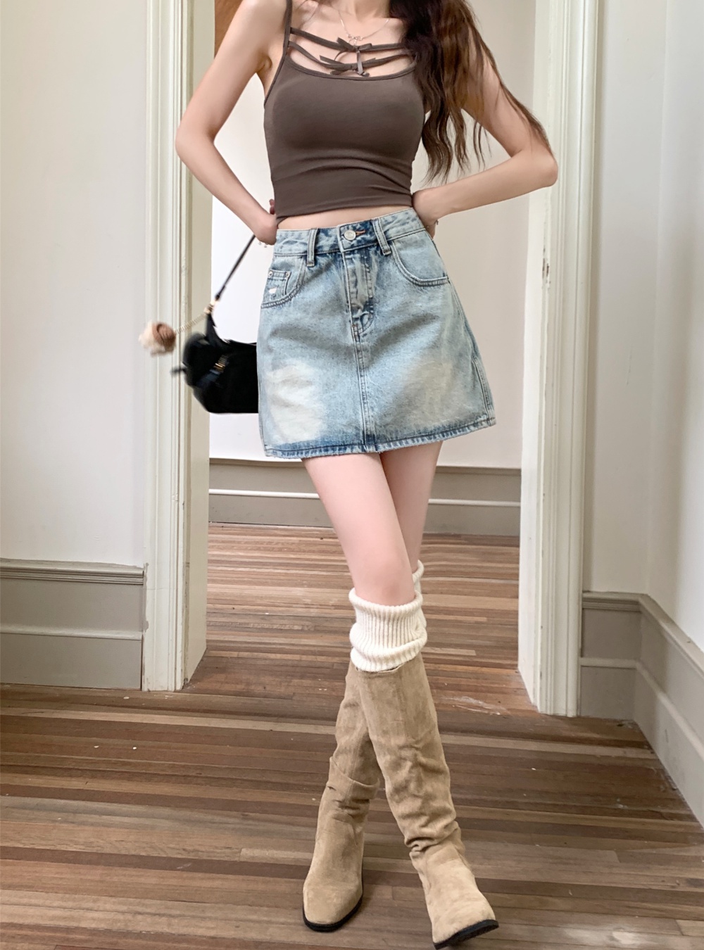 Slim light color skirt high waist summer short skirt for women