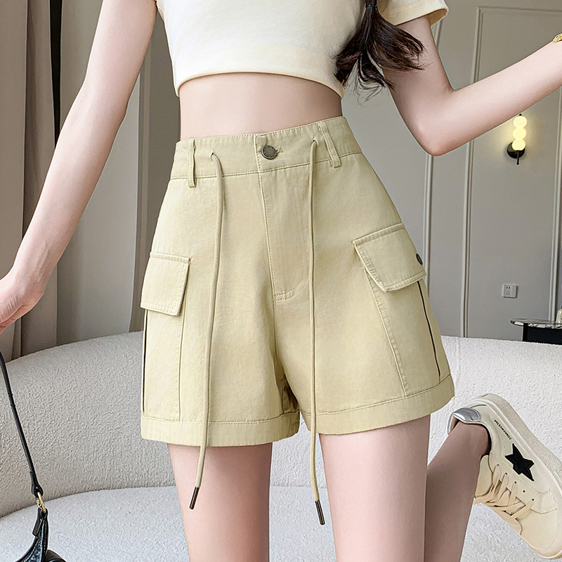 Slim pocket shorts summer casual pants for women