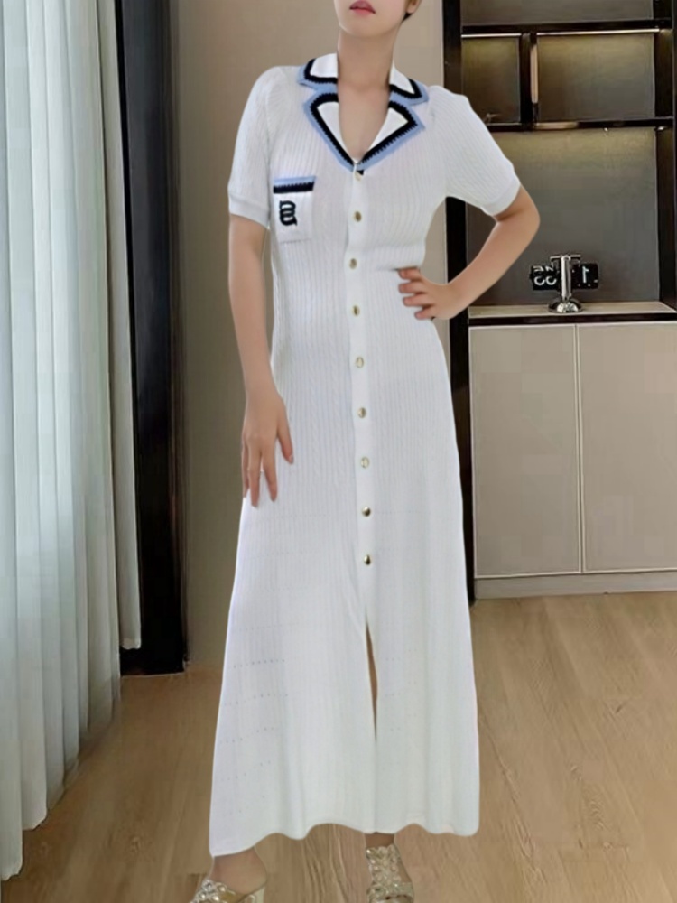 Chanelstyle simple long dress summer high waist dress