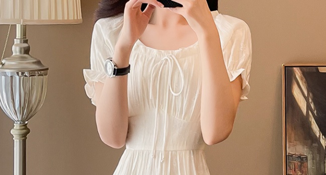 Square collar sweet Casual long dress tender lady dress