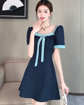 Pinched waist summer mixed colors slim dress for women