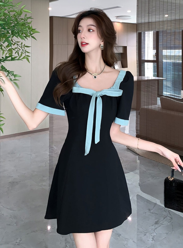 Pinched waist summer mixed colors slim dress for women