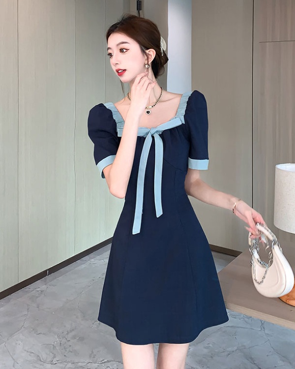 Pinched waist summer mixed colors slim dress for women