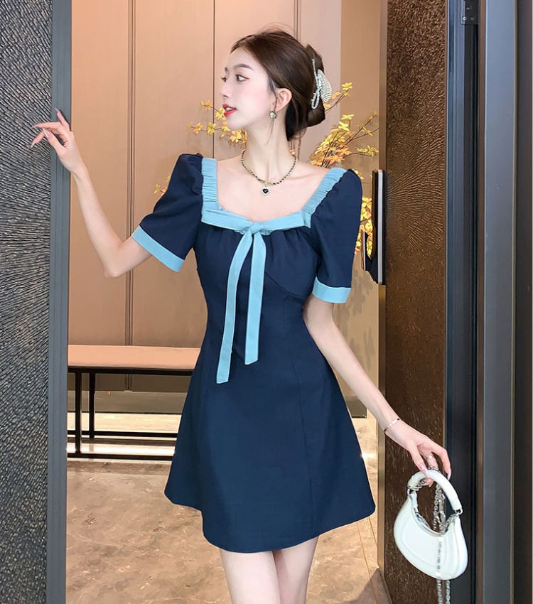 Pinched waist summer mixed colors slim dress for women