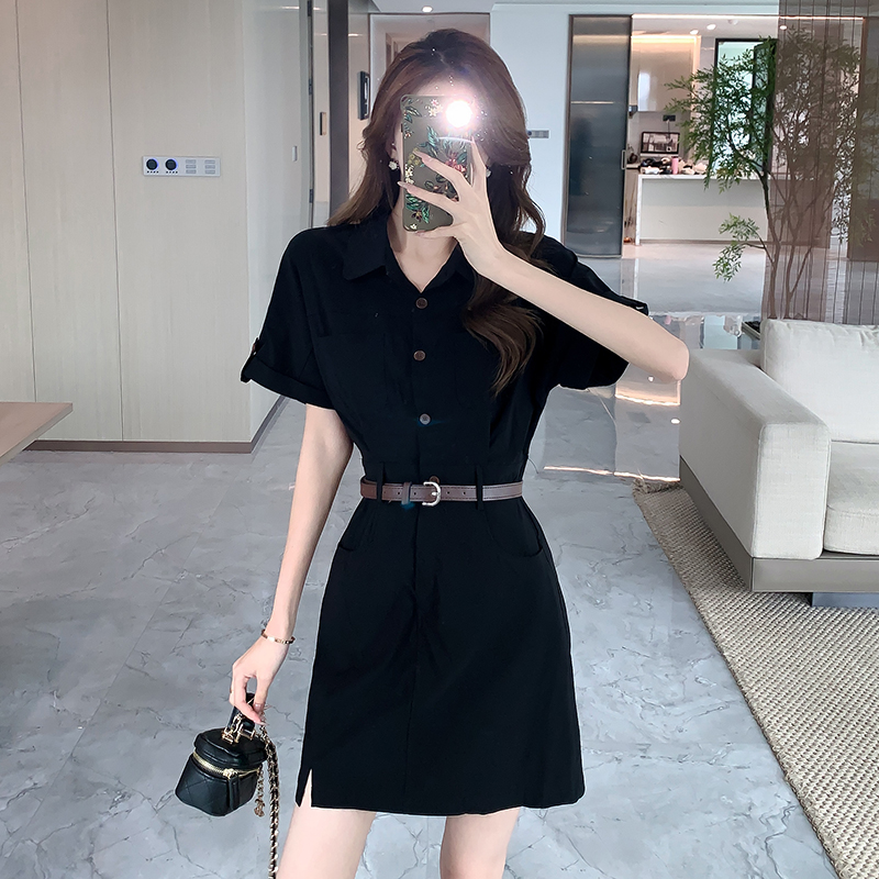 Short sleeve work clothing summer dress for women