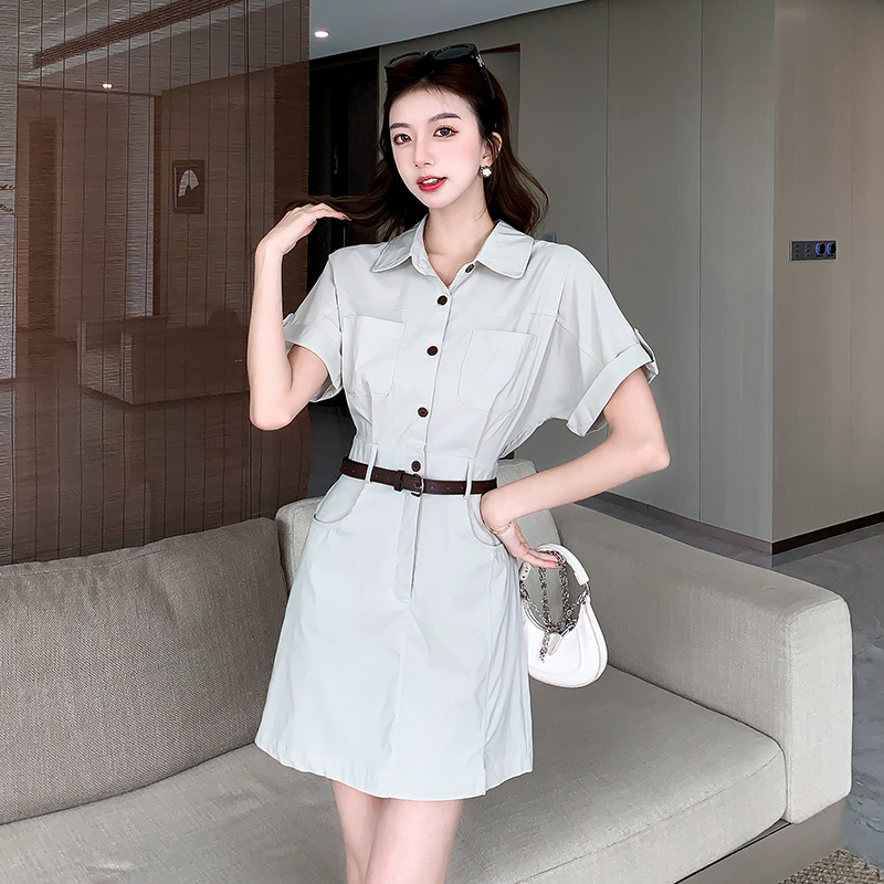 Short sleeve work clothing summer dress for women