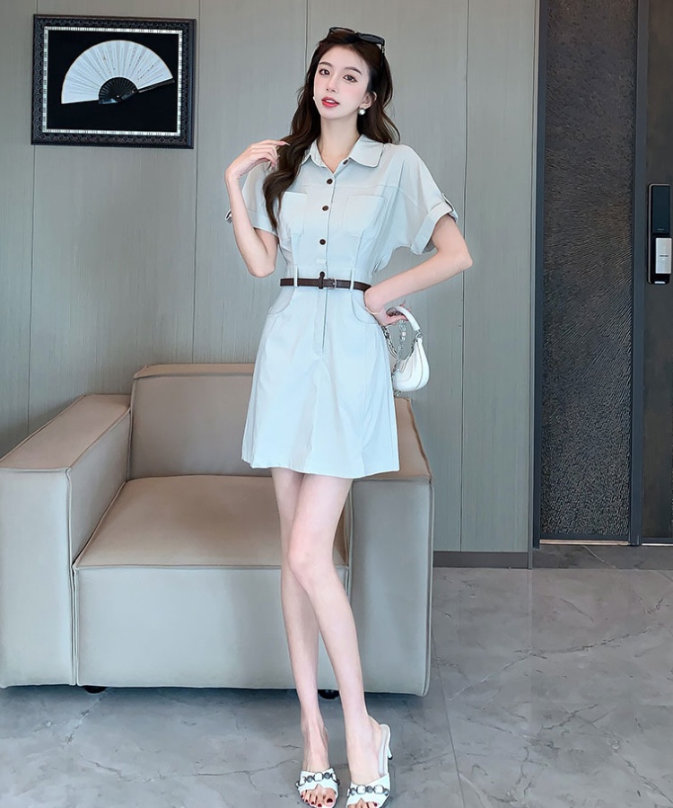 Short sleeve work clothing summer dress for women