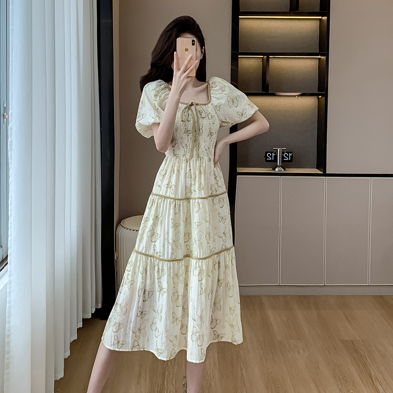 Wear horizontal collar long dress niche dress