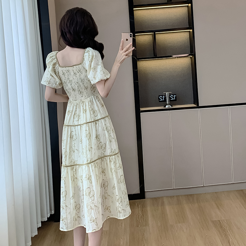 Wear horizontal collar long dress niche dress