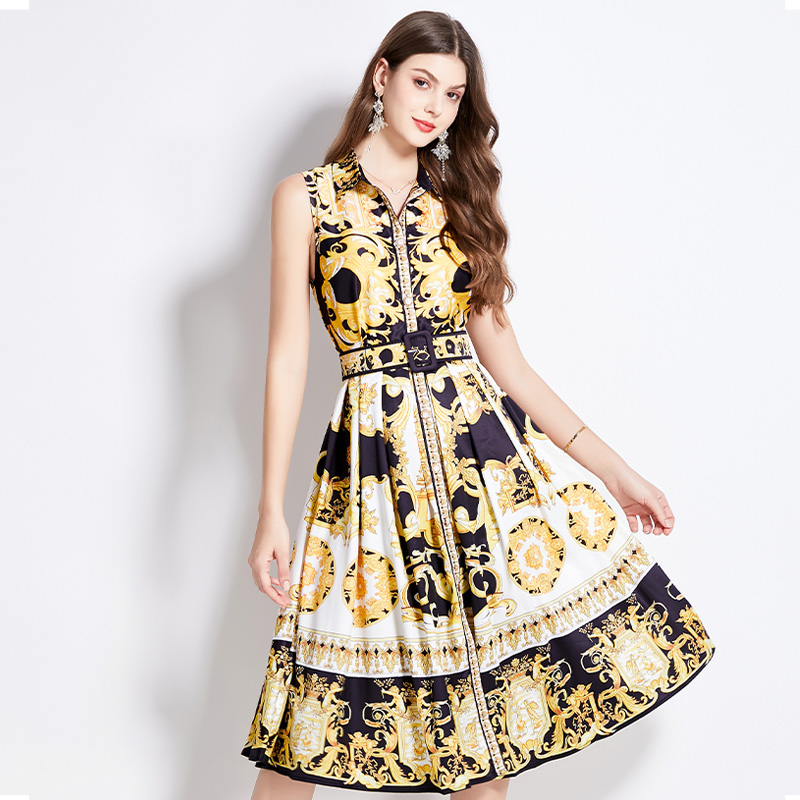 Sweet pinched waist tender Hepburn style dress