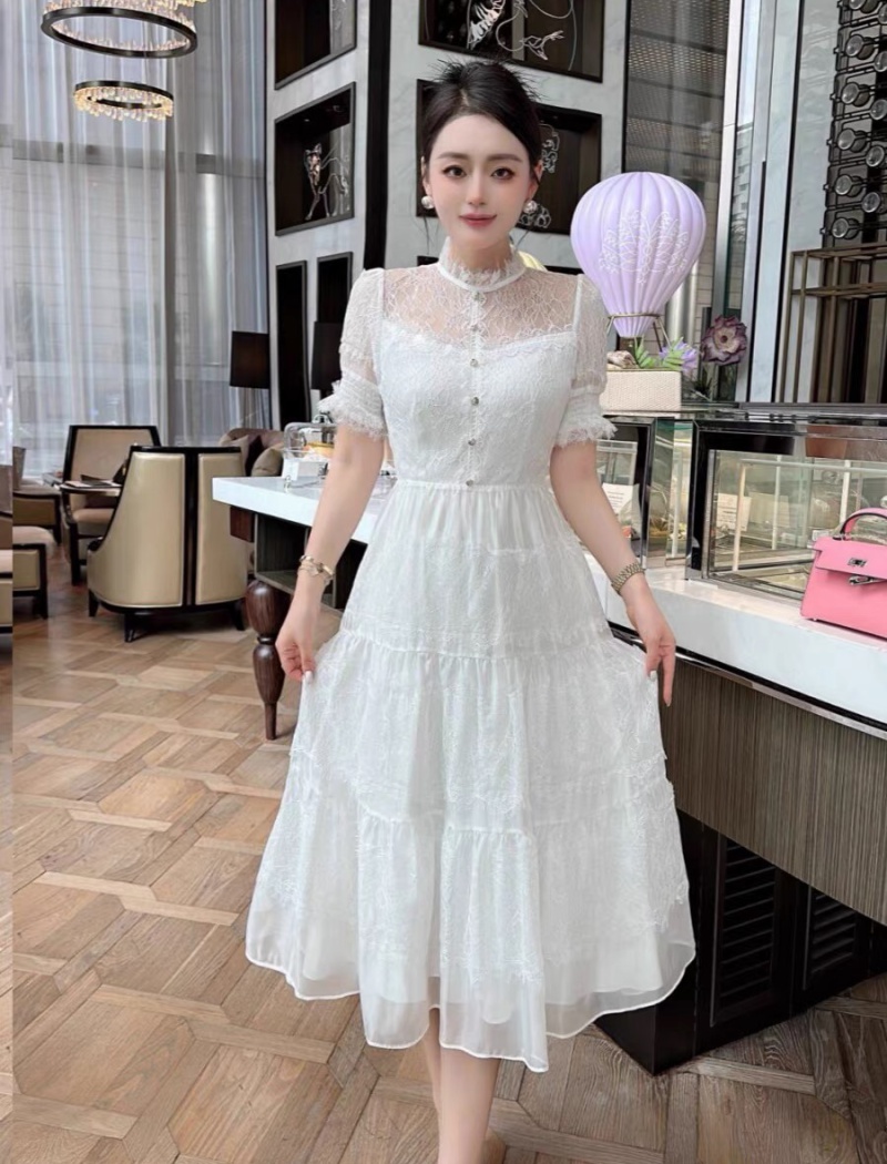 European style pinched waist long dress slim dress for women