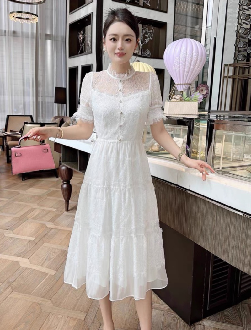 European style pinched waist long dress slim dress for women