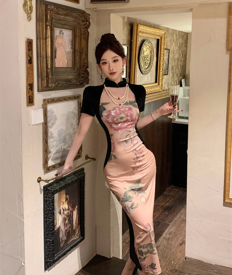 Summer cheongsam printing dress