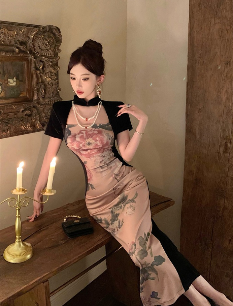 Summer cheongsam printing dress