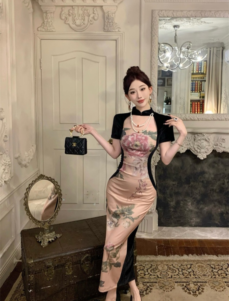 Summer cheongsam printing dress