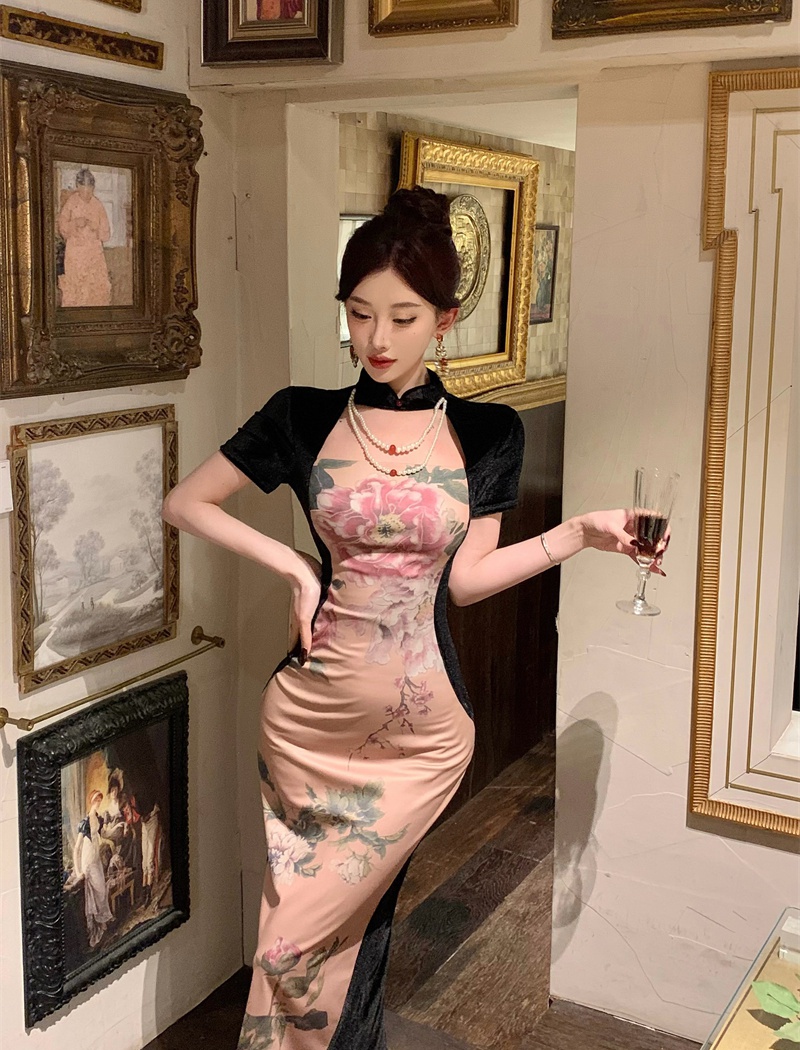 Summer cheongsam printing dress