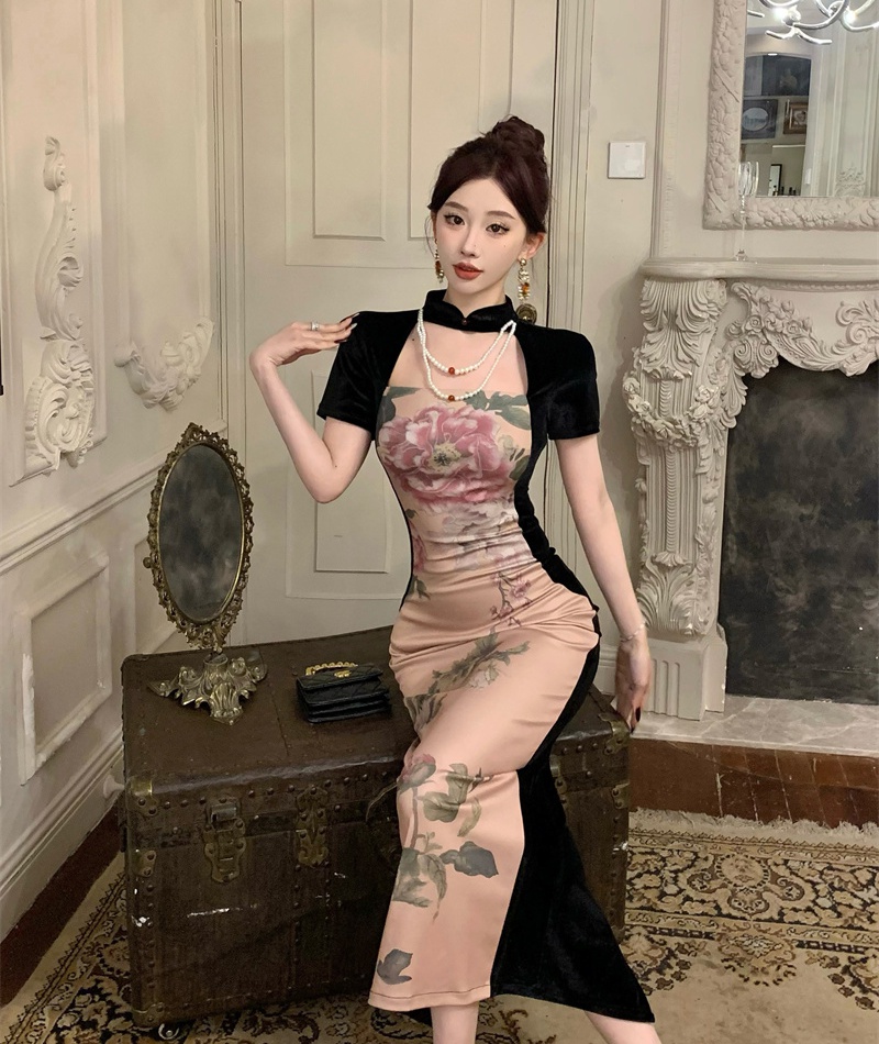 Summer cheongsam printing dress