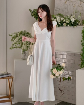 France style pure dress summer pinched waist long dress