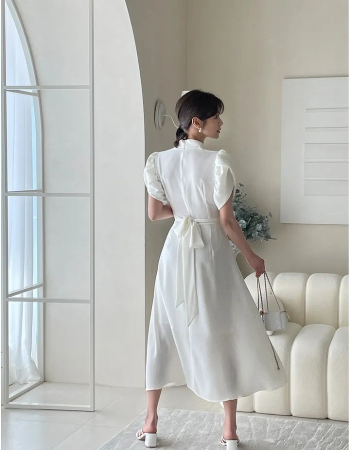 Summer Korean style frenum pinched waist dress