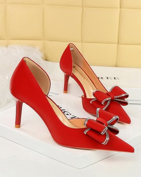 High-heeled bow Korean style shoes for women