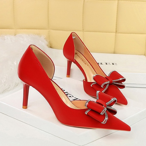 High-heeled bow Korean style shoes for women