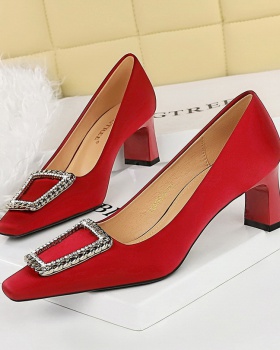 Small square head high-heeled thick shoes for women