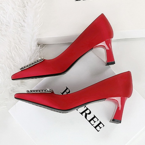 Small square head high-heeled thick shoes for women