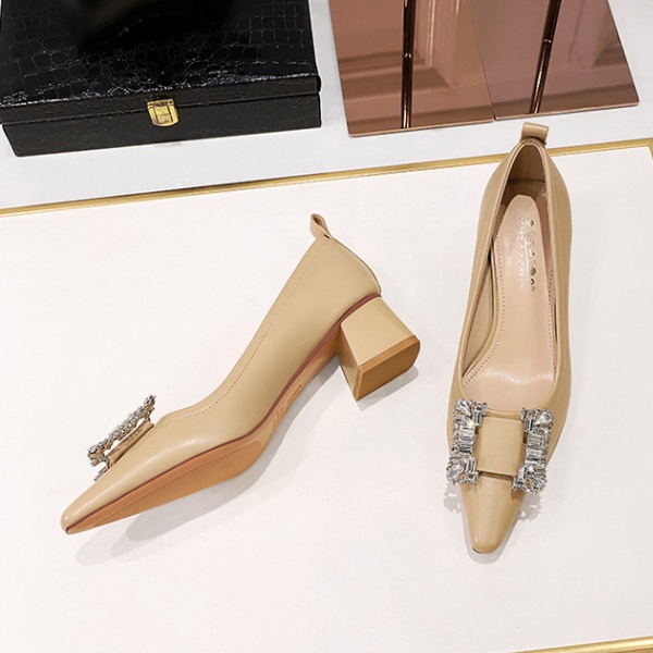 Fashion middle-heel metal banquet cozy shoes for women