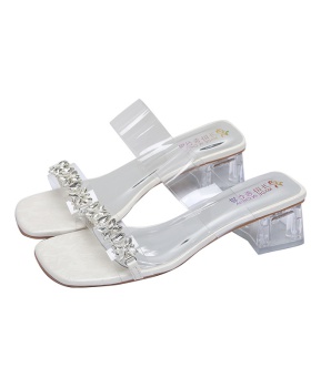 Crystal France style high-heeled shoes lady thick sandals