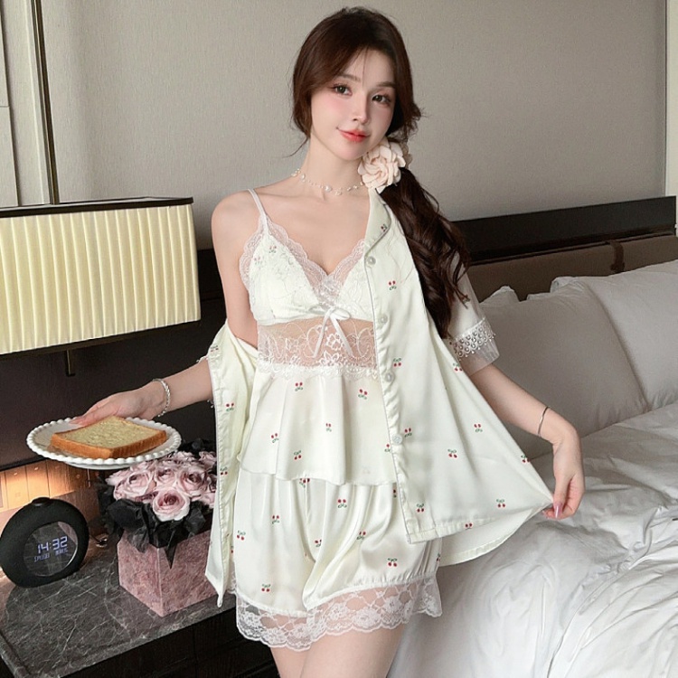 Spring homewear sexy enticement pajamas 3pcs set for women