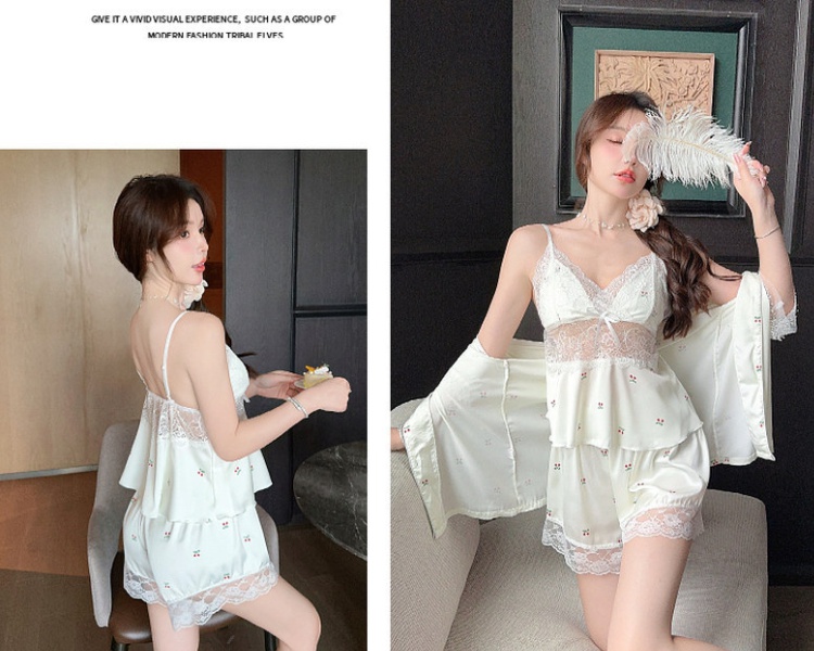 Spring homewear sexy enticement pajamas 3pcs set for women