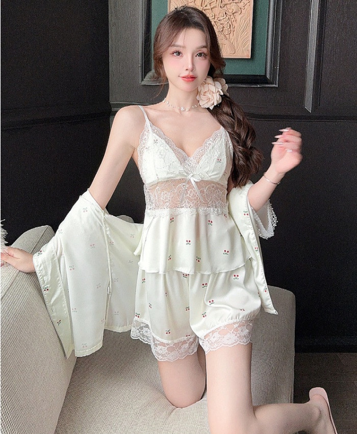 Spring homewear sexy enticement pajamas 3pcs set for women