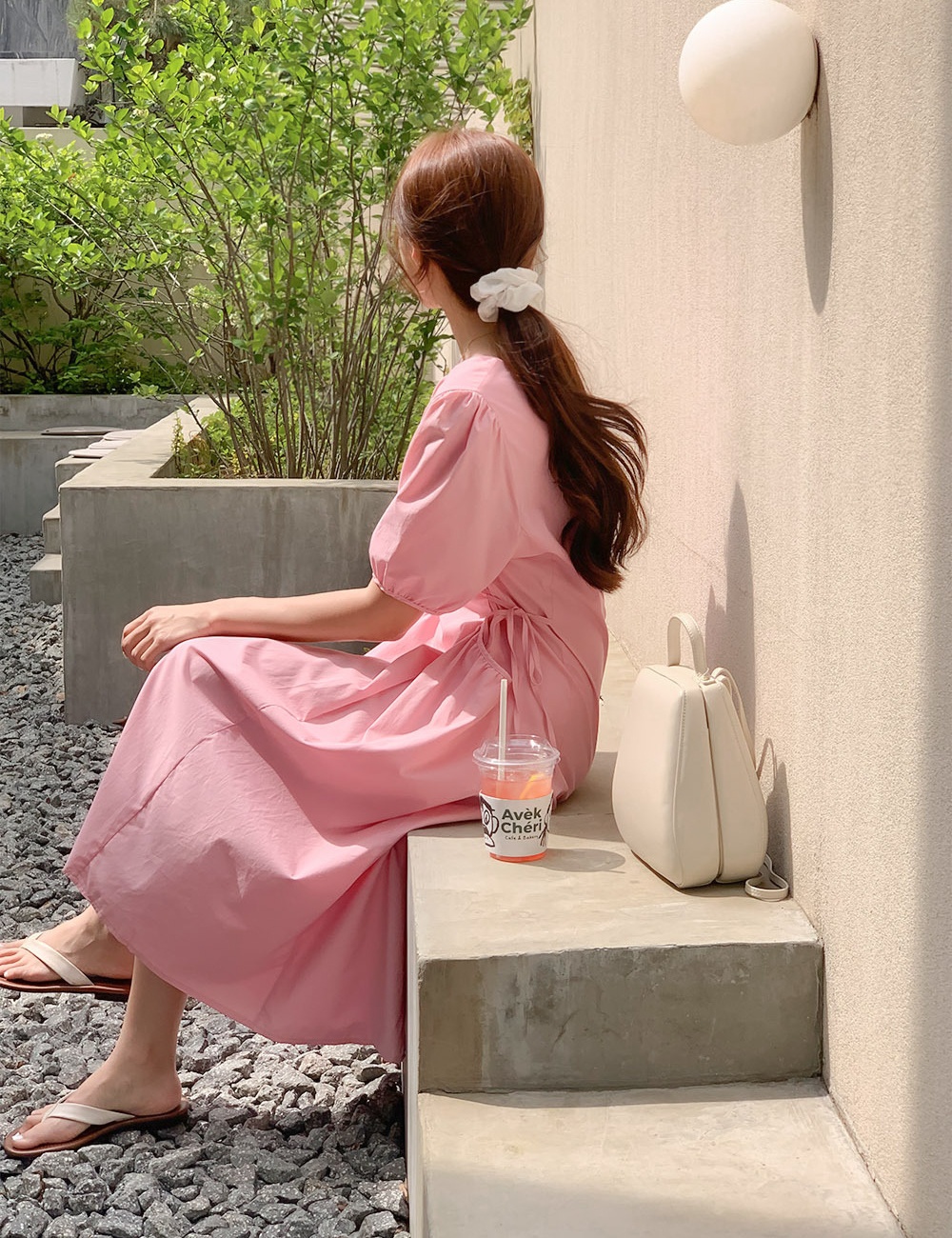 Simple summer niche fashion frenum puff sleeve Casual dress