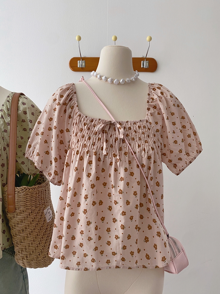 Floral small fellow doll shirt summer tops for women