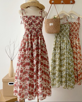 Small fellow flowers dress summer floral strap dress