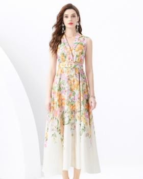 Vacation wavy edge business suit painting printing dress