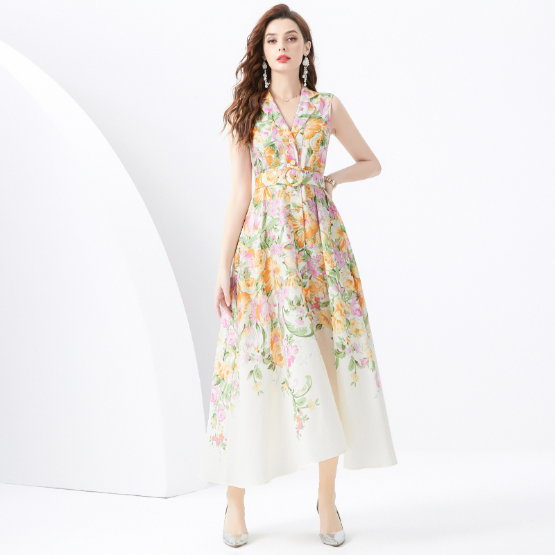 Vacation wavy edge business suit painting printing dress