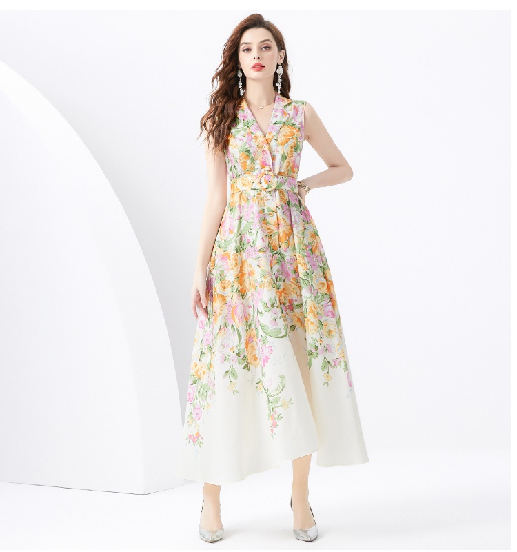 Vacation wavy edge business suit painting printing dress